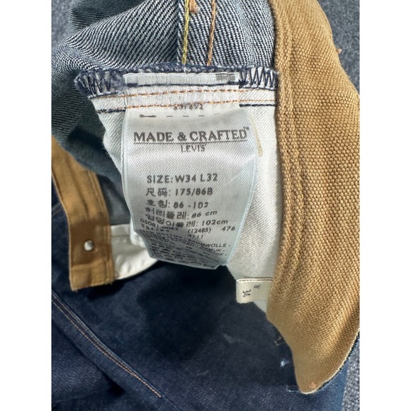 Levis Jeans Mens 34x32 Selvedged Dark Wash Slim Fit Denim Zip Fly Made in USA - Picture 9 of 16